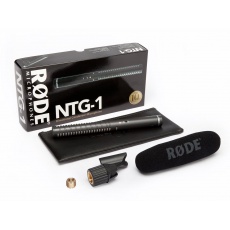 Rode - NTG 1. Profesjonalny mikrofon typu shotgun przeznaczony do zastosowań filmowych, radiowych i TV; w zestawie uchwyt i osłona przeciwwietrzna