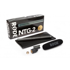 Rode - NTG 2.Profesjonalny mikrofon typu shotgun przeznaczony do zastosowań filmowych, radiowych i TV, w zestawie uchwyt i osłona przeciwwietrzna, zasilanie Phantom lub bateria 1.5V