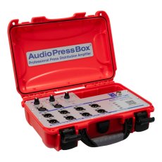 AudioPressBox APB 312 C USB rozdzielacz sygnału dla dziennikarzy " kostka dziennikarska" 12 wyjść ( 8 x XLR, 4 x USB C), 2x wejśćia MIC-Linia,  kompresor , limiter, waliza transportowa