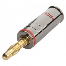  HiCon HI-BM04-RED złącze głośnikowe banan High End , złocone, śrubowe , pozłacane ,średnica przewodu 2 mm- 4,2 mm, Czerwony znacznik