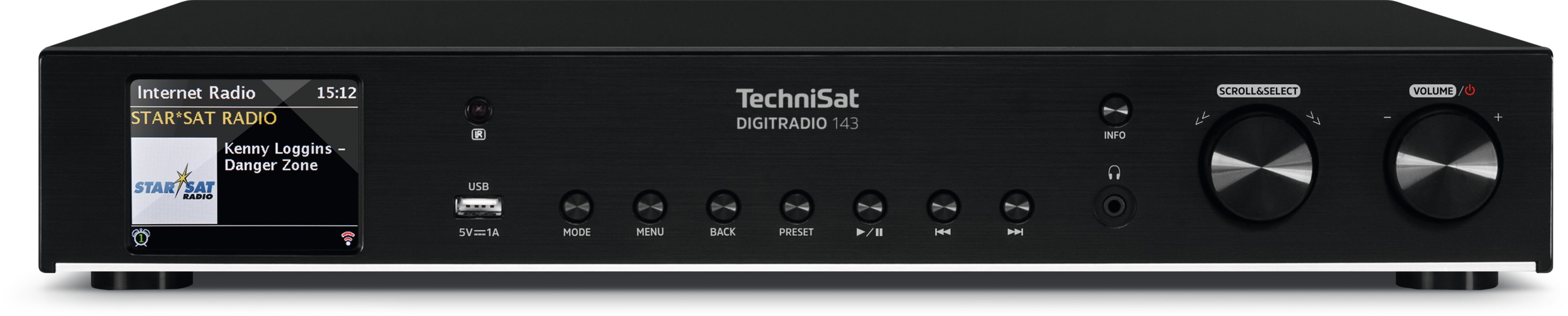 TechniSat DigitRadio 143 CD   Tuner FM , DAB+, streaming , internetowe , WiFi, LAN, odtwarzacz CD,wejście USB odtwarza pliki muzyczne