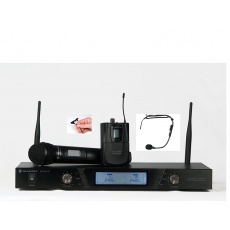 Trantec S2.4-HBX +HM33  - System bezprzewodowy cyfrowy - 16 kanałowy, 1 x nadajnik do ręki, 1x  nadajnik typu bodypack z mikrofonem do krawata lub nagłowny
