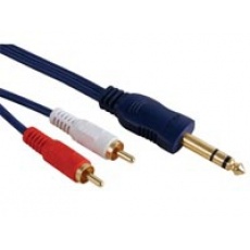 Velleman AVB019/5.0  profesjonalny kabel jack 6,3mm - 2x chinch pozłacane kontakty długość  5m